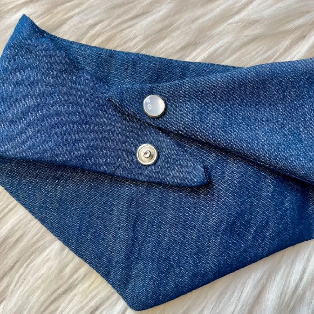 The Marilyn Denim & Pearl Dog Bandana Blue and White